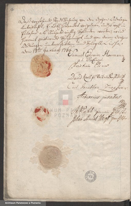 Obraz 19 z jednostki "Generalrechnung der Stadt Lissa; język niemiecki"