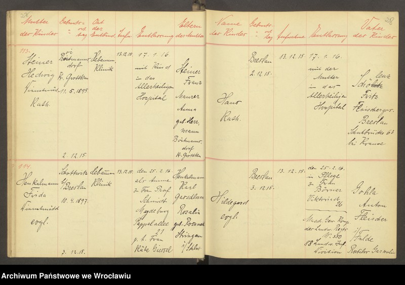 image.from.unit.number "Aufnahmebücher des früh. Kiserl. Kinderheims in Gräbschen"