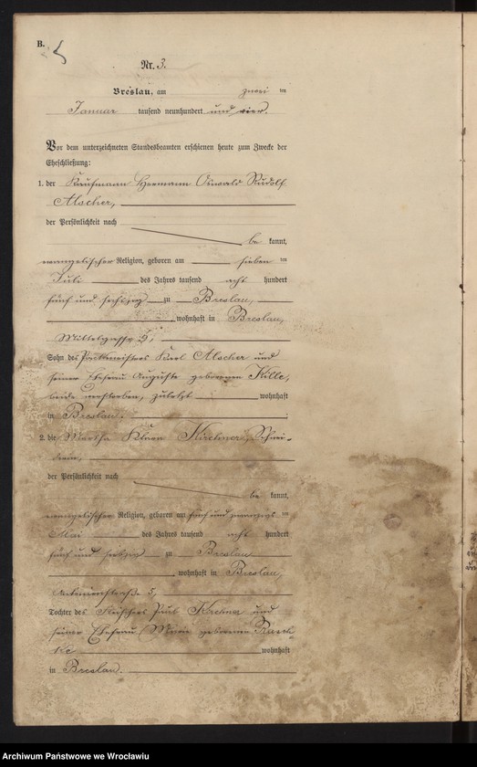 image.from.unit.number "Heiraths-Haupt-Register Breslau I 1904 Band 1"