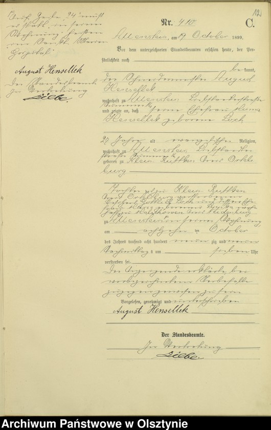 image.from.unit.number "Sterbe-Haupt-Register Tom II,Nr 400 - 529"