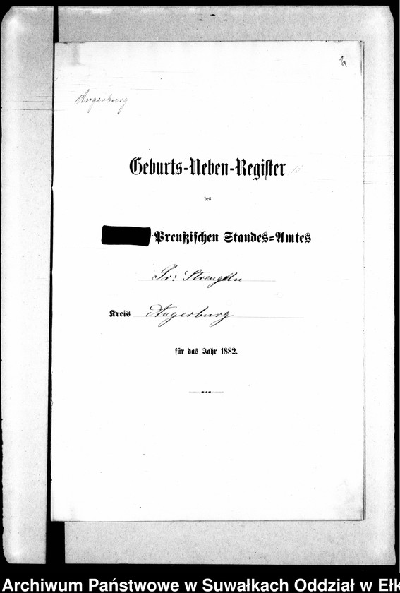 image.from.unit.number "Geburts-Neben-Register des Preussischen Standes-Amtes Gr. Strengeln Kreis Angerburg"