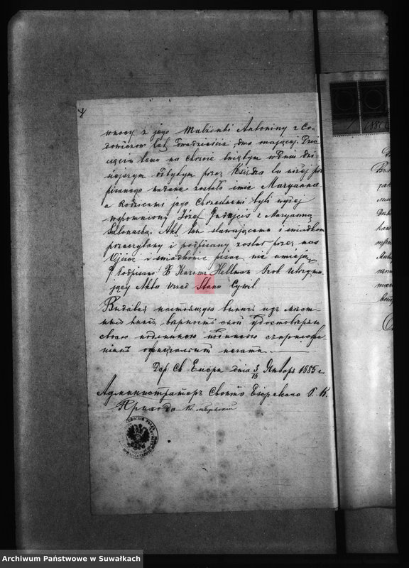 image.from.unit.number "Dokumenty k Aktam Brakosočetavšichsja Činovnika Graždanskago sostojanija Berznickago R.K. Prichoda Sejnenskago Dekanata za 1885 god."