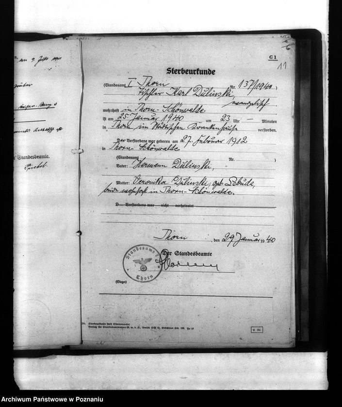 Obraz 15 z jednostki "Wykaz miejscowych Niemców, którzy zginęli w 1939 roku (pow) Thorn (Toruń)"