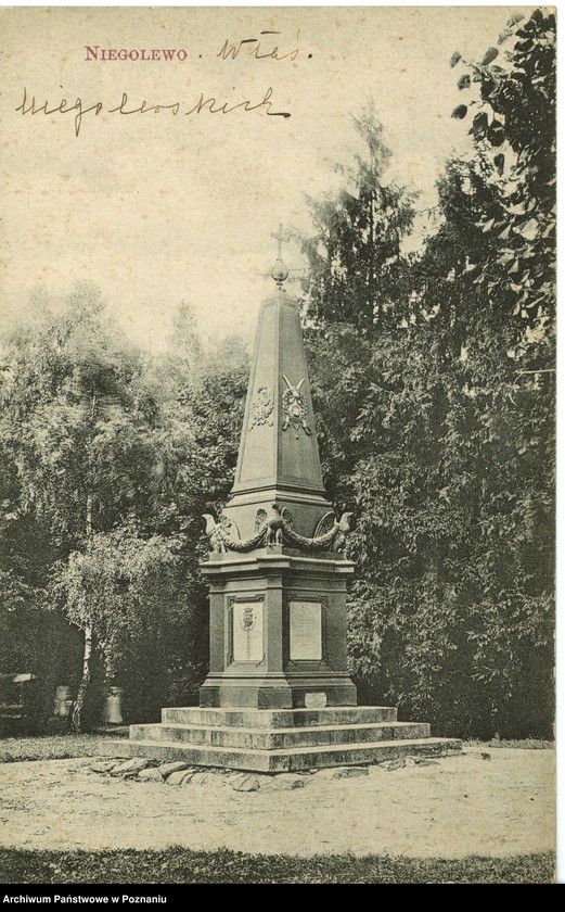 Obraz 1 z jednostki "Niegolewo - fragment parku z obeliskiem"