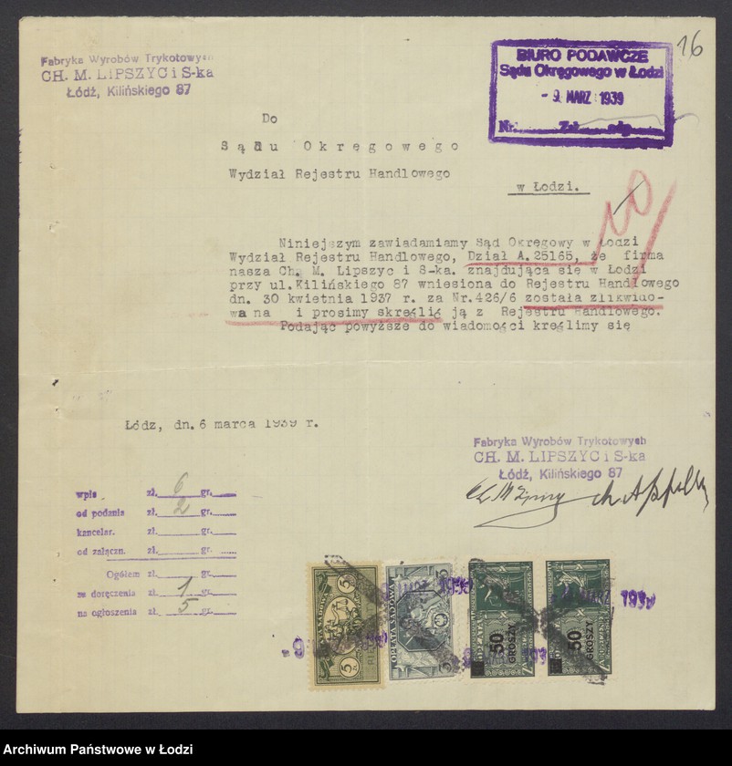 Obraz 18 z jednostki "Chil Majer Lipszyc, Chil Apfelbaum- fabryka wyrobów trykotowych"