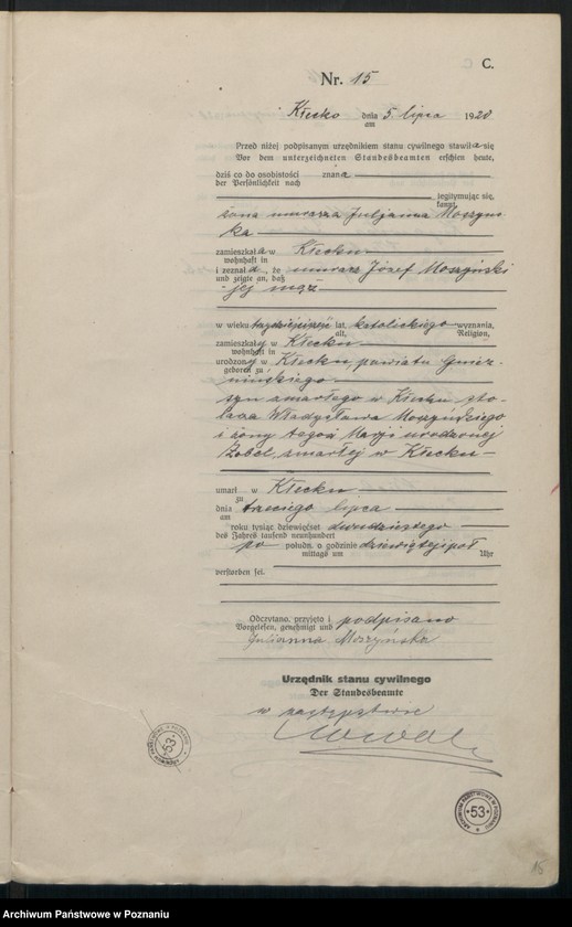 Obraz 17 z jednostki "Rejestr główny zgonów"