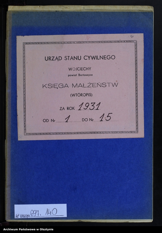 image.from.unit.number "Heiraths-Neben-Register Nr 1 - 15 [ Księga małżeństw - wtóropis ]"