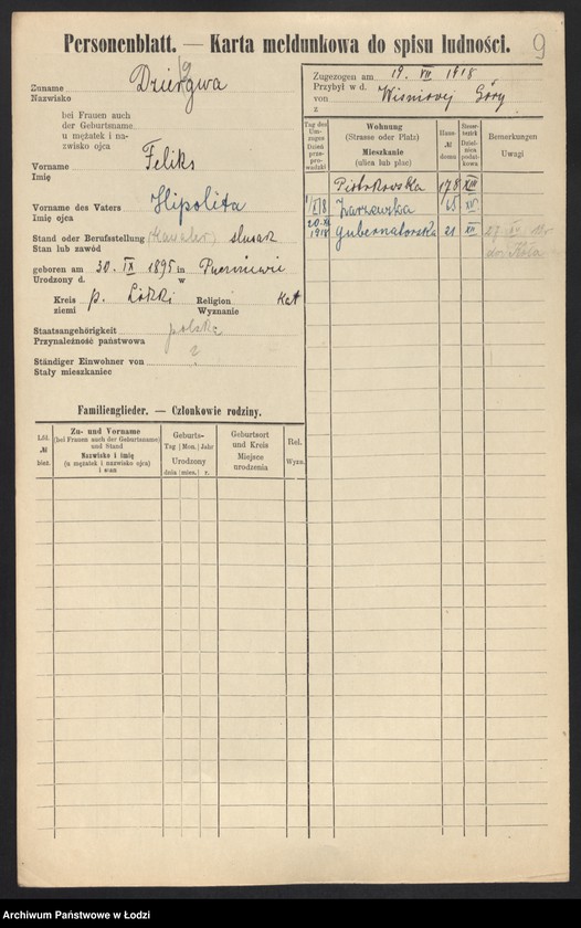 Obraz 11 z jednostki "[Spis ludności Łodzi] Dziewolecki - Dzwonkowski"