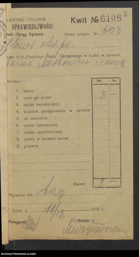 Obraz 8 z jednostki "Chaim Markowicz i S-ka- sprzedaż towarów manufakturowych"