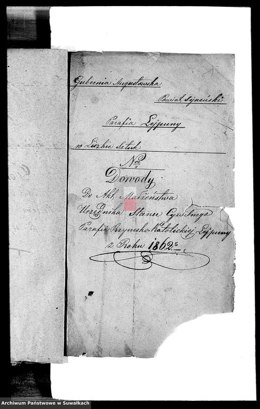 image.from.unit.number "Dowody do akt małżeństw Parafii Lejpuny z roku 1862"