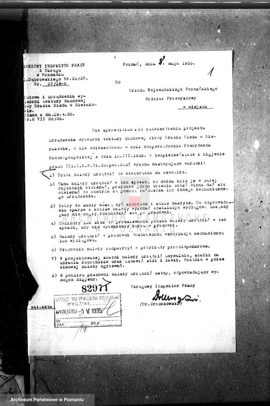 image.from.unit.number "Zatwierdzenie zakładu przemysłowego / wytwórni tektury dachowej/ Braci Buda w Sierakowie, pow. międzychodzki"