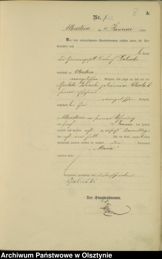 image.from.unit.number "Geburts-Haupt-Register Tom I,Nr 1 - 300"