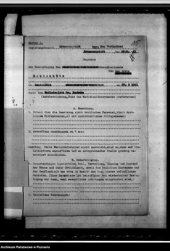 Obraz 19 z jednostki "Stand des Gesundheitswesens im Kreise Lentschütz (Łęczyca)"