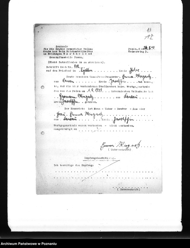 Obraz 17 z jednostki "Wykazy miejscowych Niemców, którzy zginęli w 1939 roku w różnych powiatach"