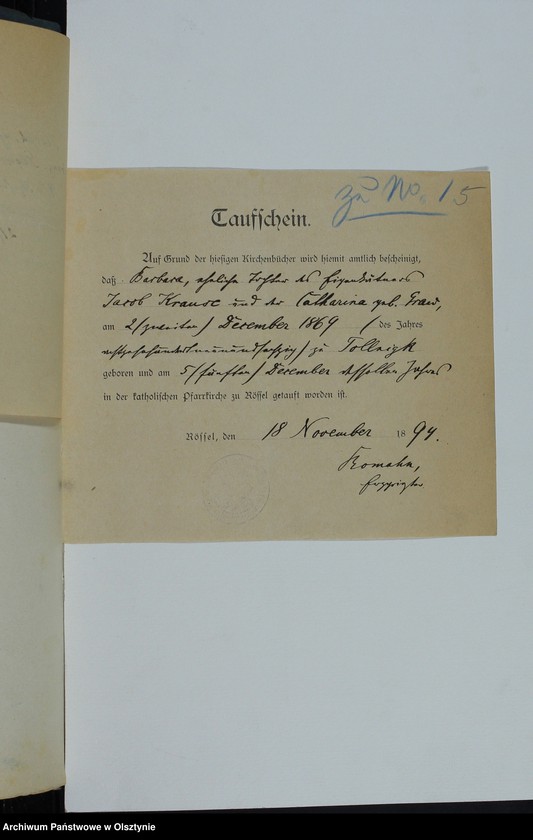 image.from.unit.number "Beläge zum Heiraths-Register"