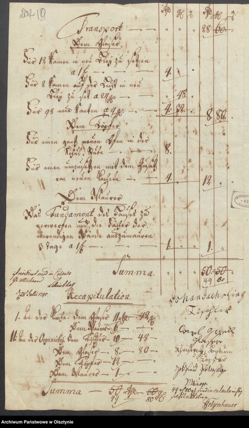 image.from.unit.number "Die Reparaturen bey der Kirche und dem Organisten Hause in Postnicken"