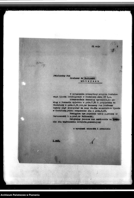 Obraz 19 z jednostki "Korespondencja dotycząca działalności Parafialnych Akcji Katolickich oraz organizacji kursów i zjazdów powiatowych inteligencji"