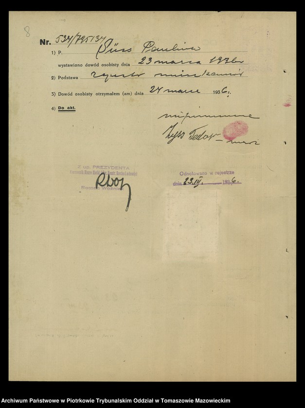 image.from.unit.number "Dowodów osobistych od nr 531 do 750. Tom IV"