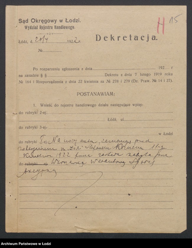 Obraz 17 z jednostki "Oskar Górski, Adolf Jahnz - Dom Handlowo-Ekspedycyjny, Górski, Jahnz i S-ka- Dom Handlowo-Ekspedycyjny"