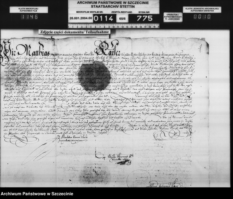 image.from.unit.number "Magnus v. Horn zu Ranzin / Joachim v. Behr zu Schlagtow, Balzer v. Heyden zu Kartlow und Klaus v. Holstein [Holste] zu Passow: Bürgerschaftsschuld, Einweisung in den Hornschen Hof. Zu Büssow."