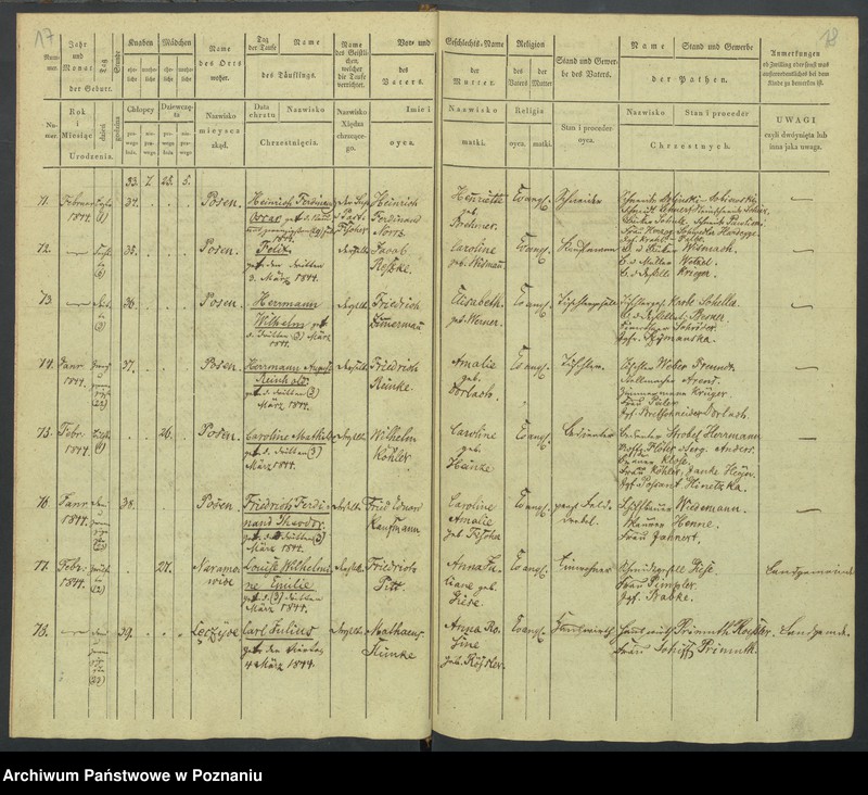 Obraz 12 z jednostki "[Akta urodzeń i chrztów, zapowiedzi i ślubów, zgonów i pogrzebów]"