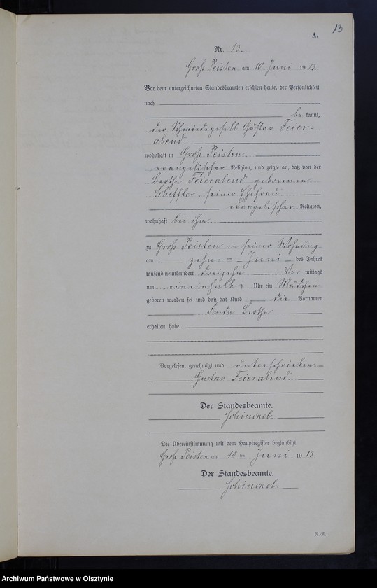 image.from.unit.number "Geburts-Neben-Register Nr 1 - 38 [Księga urodzeń- wtóropis ]"