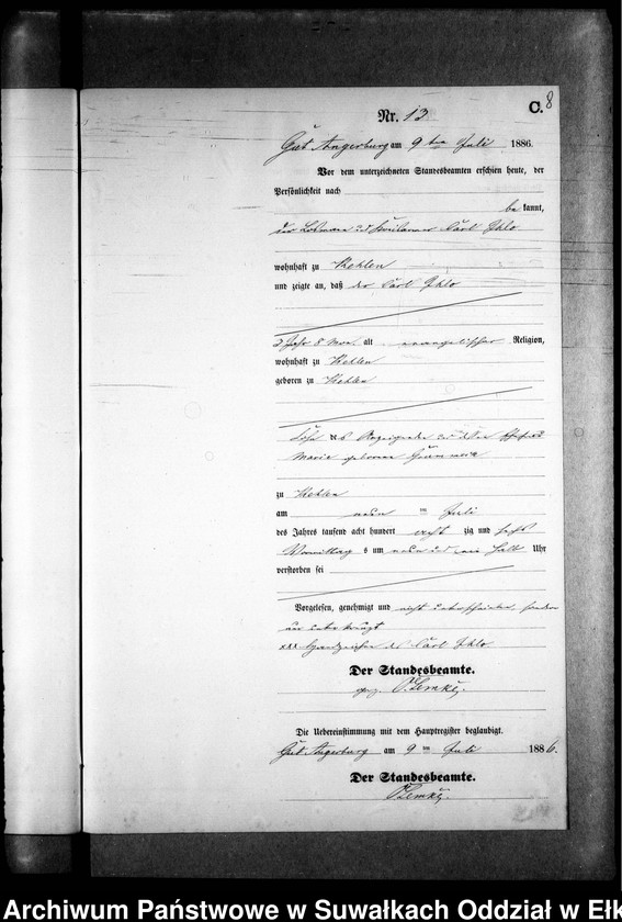image.from.unit.number "Sterbe-Neben-Register des Preussischen Standes-Amtes Kehlen Kreis Angerburg"