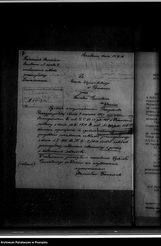 Obraz 11 z jednostki "Zatwierdzenie zakładu przemysłowego /rzeźni i wyrobów mięsnych/ St. Banaszaka w Strzałkowie powiat wrzesiński"