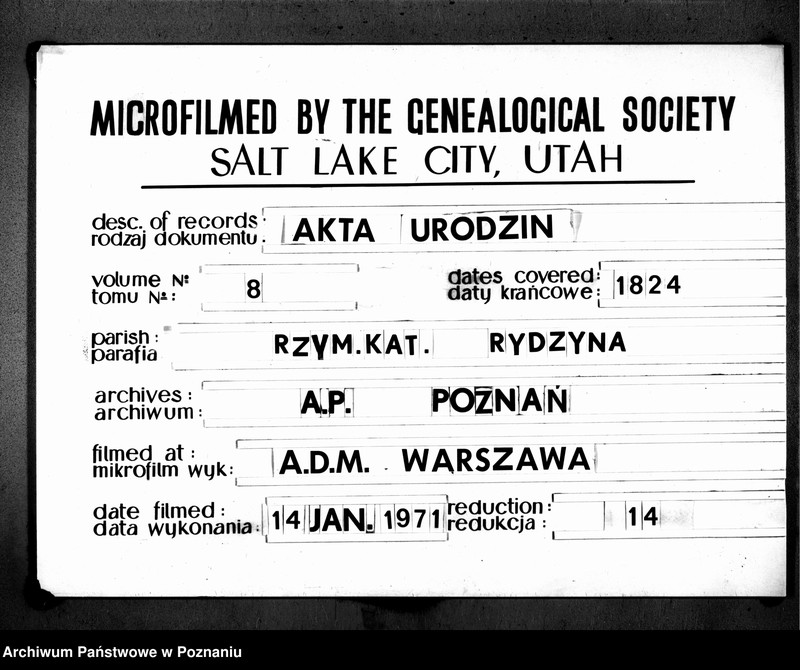 image.from.team "Akta stanu cywilnego Parafii Rzymskokatolickiej Rydzyna (pow. leszczyński)"