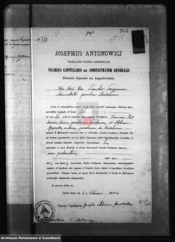 Obraz 11 z jednostki "Dokumenty k aktom o brakosočetaršichsja po prichodu Bakalažewo v 1904 godu"