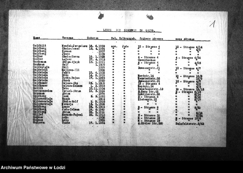Obraz 4 z jednostki "[Alfabetyczny spis mieszkańców getta. Litery G i H]"