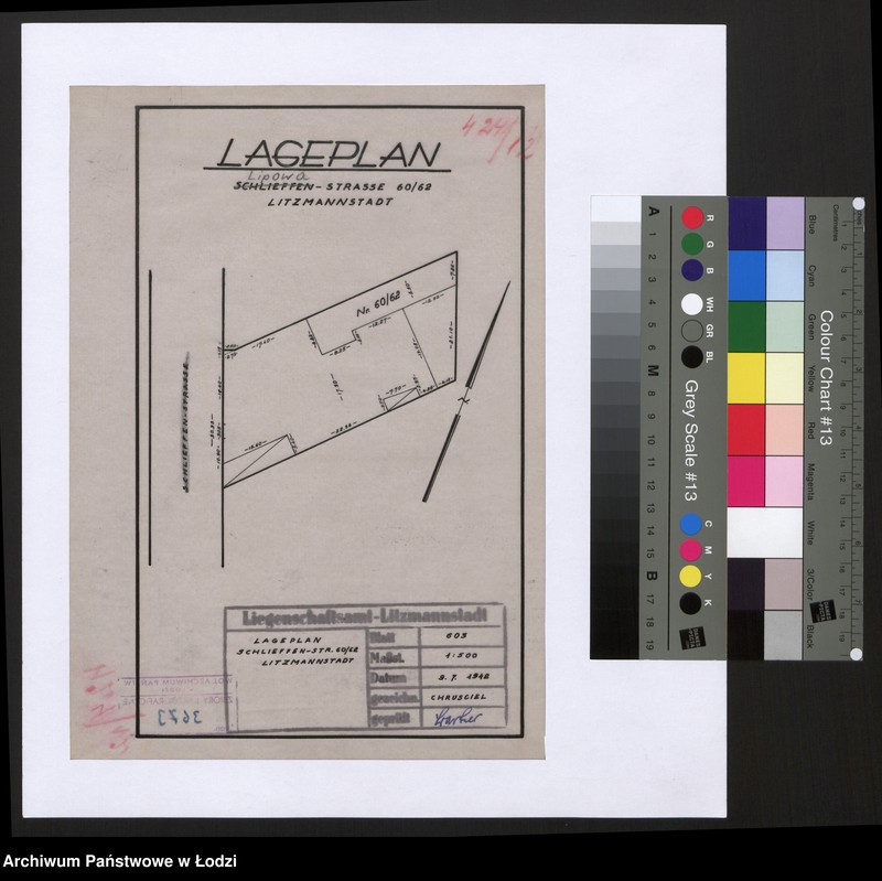 Obraz 1 z jednostki "Lageplan Schlieffen-Strasse 60/62 Litzmannstadt"
