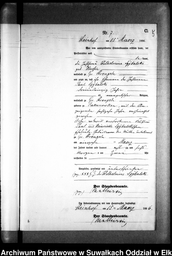 image.from.unit.number "Sterbe-Neben-Register des Preussischen Standes-Amtes Gr. Strengeln Kreis Angerburg"