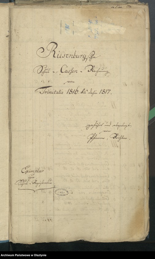 image.from.unit.number "Riesenburgschen Schul-Cassen- Rechnung"