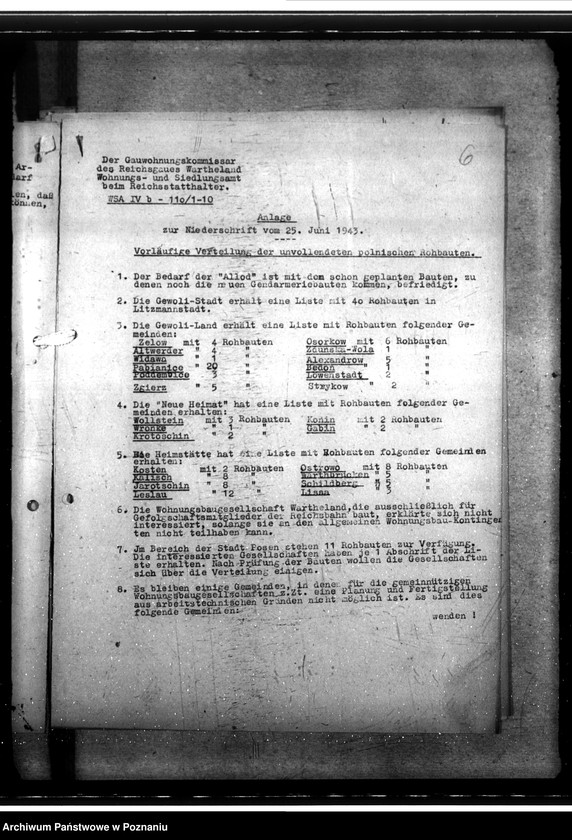 Obraz 11 z jednostki "Fertigstellung unvollendeter polnischer Rohbauten. Grundstücksverkher. Kriegswohnungsbau"