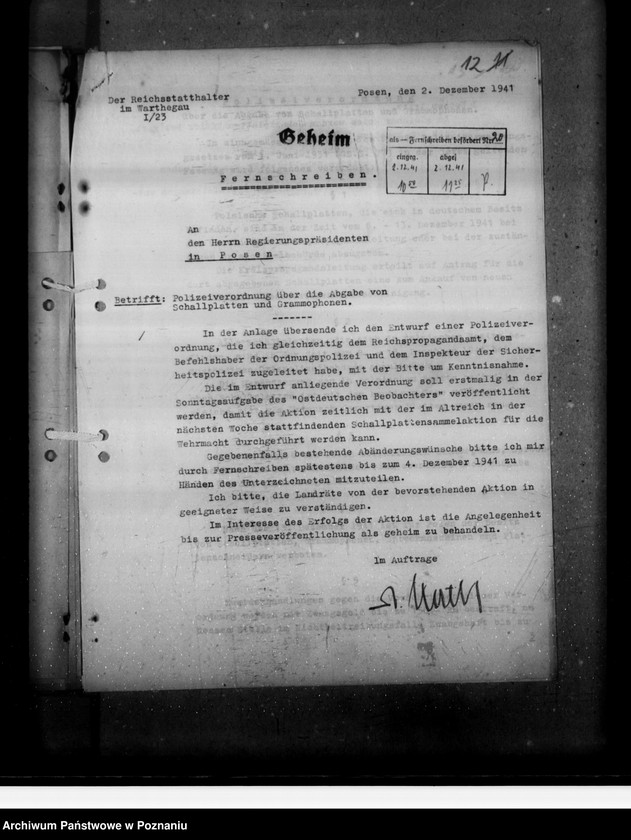 Obraz 16 z jednostki "Polizei verordnung über die Abgabe von Schaltplatten und Gramophonen"