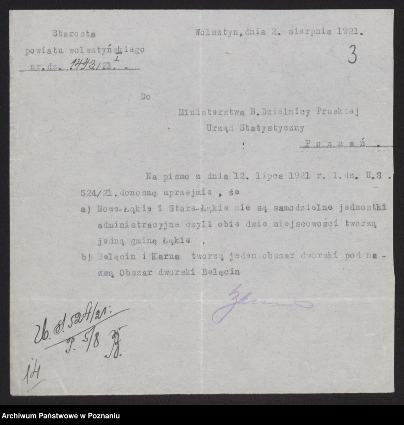 Obraz 5 z jednostki "[Przywracanie polskich nazw na terenie powiatu wolsztyńskiego]"