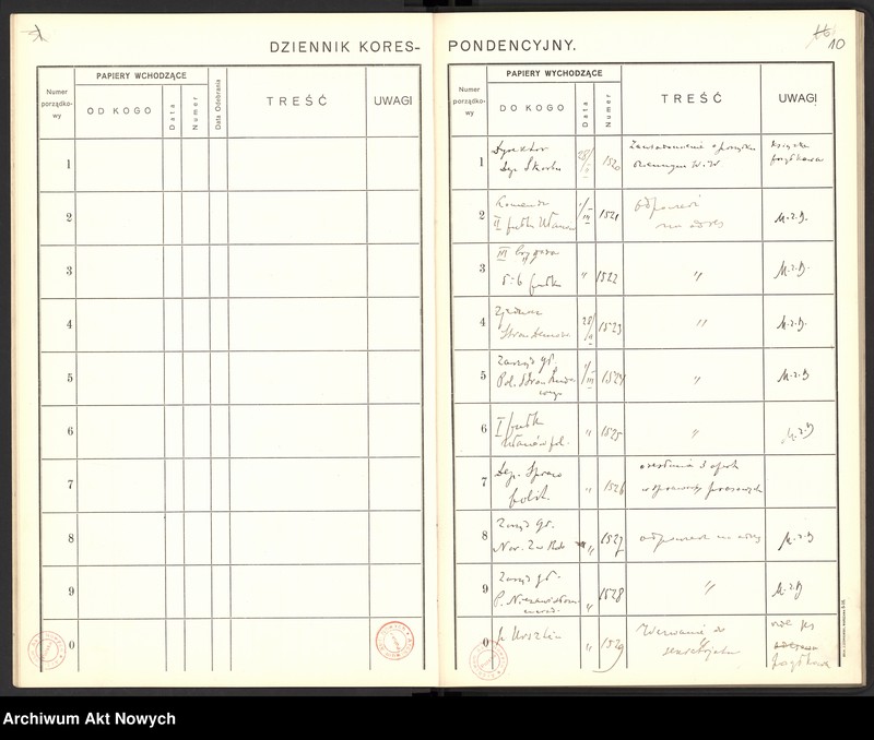 image.from.unit.number "Dziennik korespondencji przychodzącej i wychodzącej, t. I"