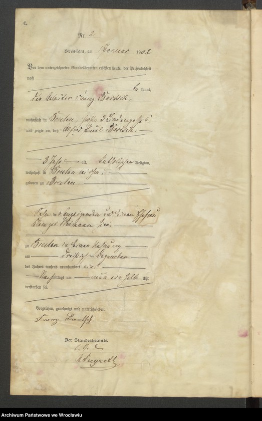 image.from.unit.number "Sterbe Haupt Register Standesamt Breslau III 1902 Band 1"