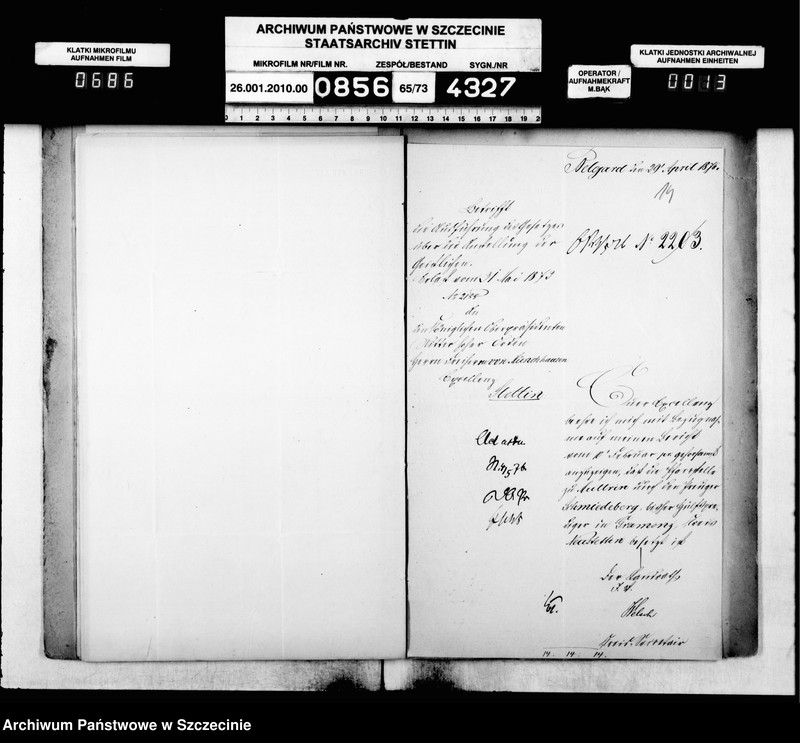 image.from.unit.number "Kontrolle über die Anstellung der Geistlichen in Folge des Gesetzes vom 11. Mai 1873 im Kreise Belgard"