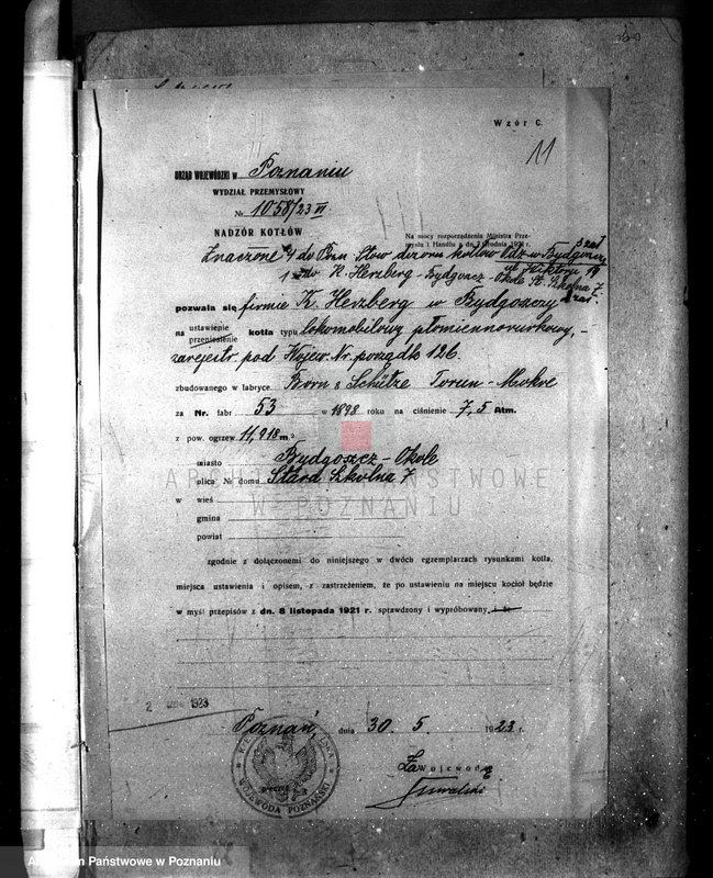 Obraz 16 z jednostki "Fabryka mebli własność Herzberg - Bydgoszcz - Okole nr woj. kotła 126"