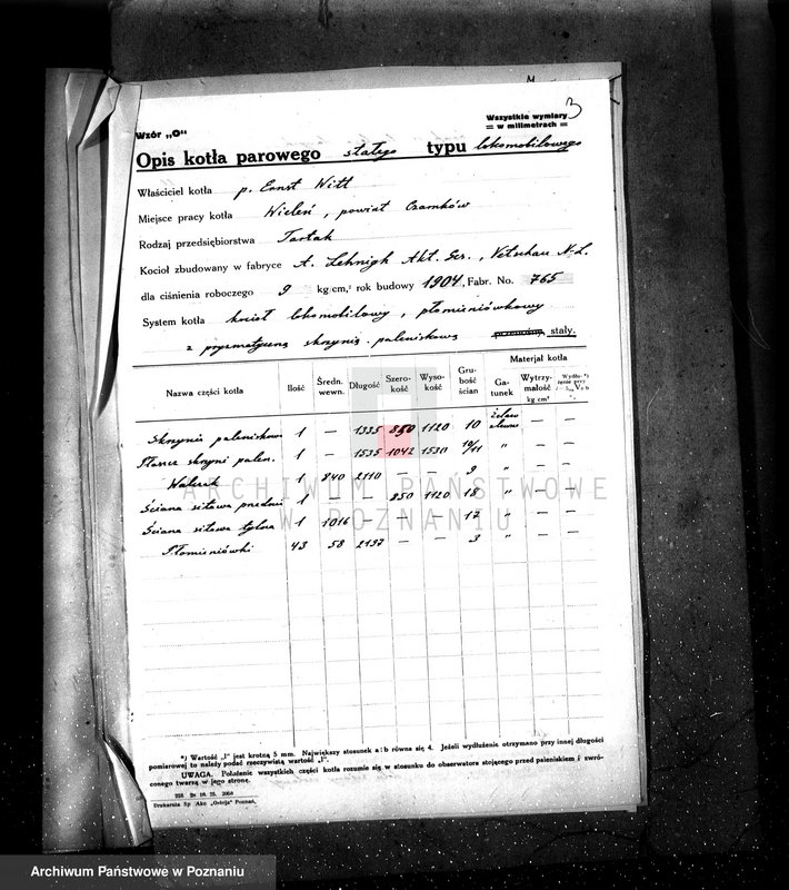 Obraz 7 z jednostki "Tartak E. Witta w Wieleniu pow. czarnkowski kocioł nr woj. 633"