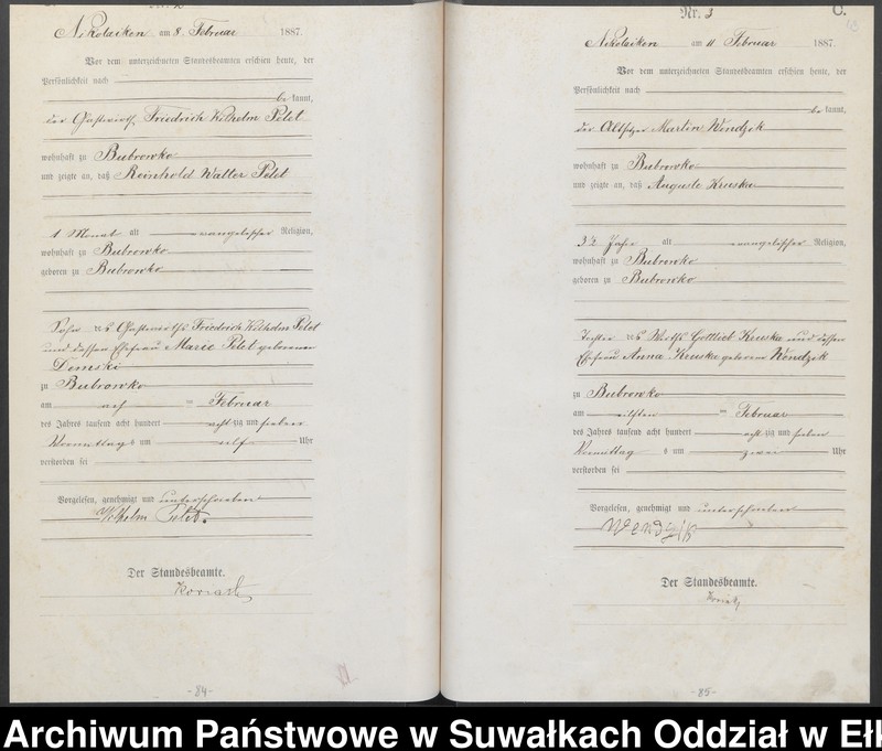 image.from.unit.number "Sterbe-Haupt-Register des Königlich Preussischen Standes-Amtes Forstrevier Nicolaiken Kreis Sensburg für das Jahr 1885[do 1887]"