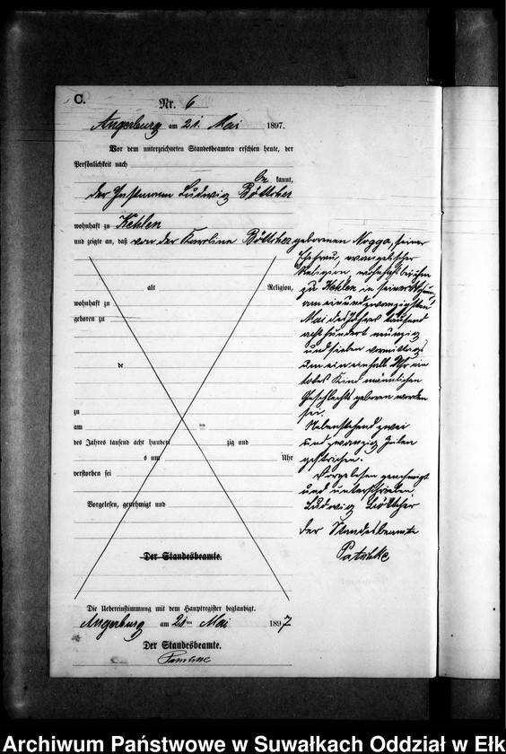 image.from.unit.number "Sterbe-Neben-Register des Preussischen Standes-Amtes Kehlen Kreis Angerburg"