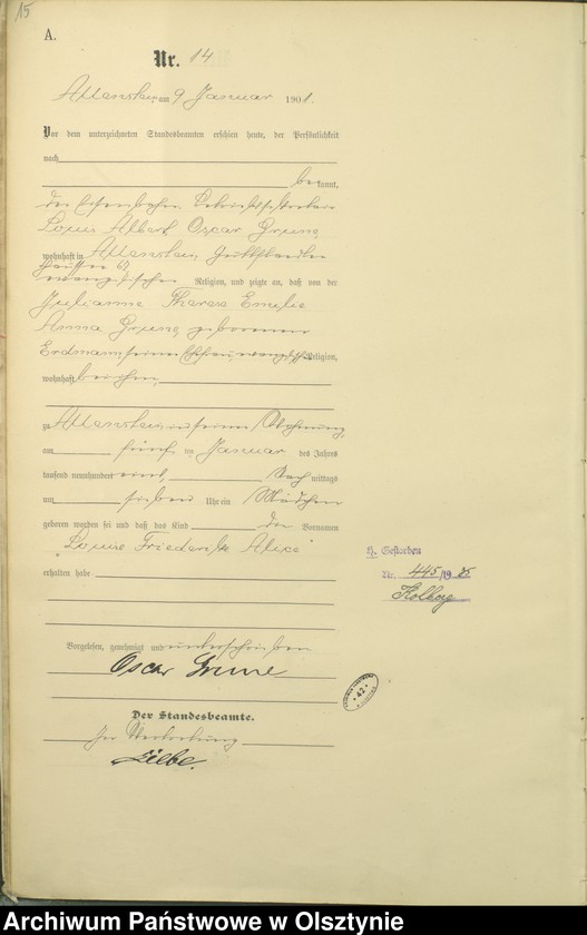 image.from.unit.number "Geburts-Haupt-Register Tom I,Nr 1 - 396"