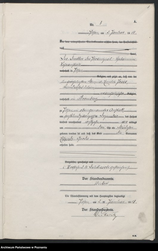 Obraz 5 z jednostki "Księga urodzeń odpis tom I [Rejestr poboczny urodzeń]"