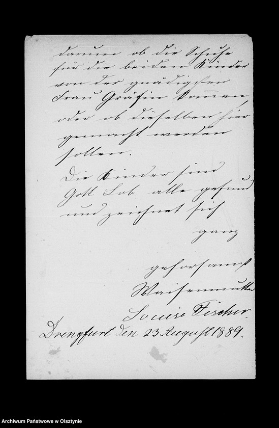 image.from.unit.number "/Monatsberichte der Weisenmutter Louise Fischer u. ihrer Tochter in Drengfurth- Vorstadt an Anna Gfin Lehndorff geb. Hahn/"