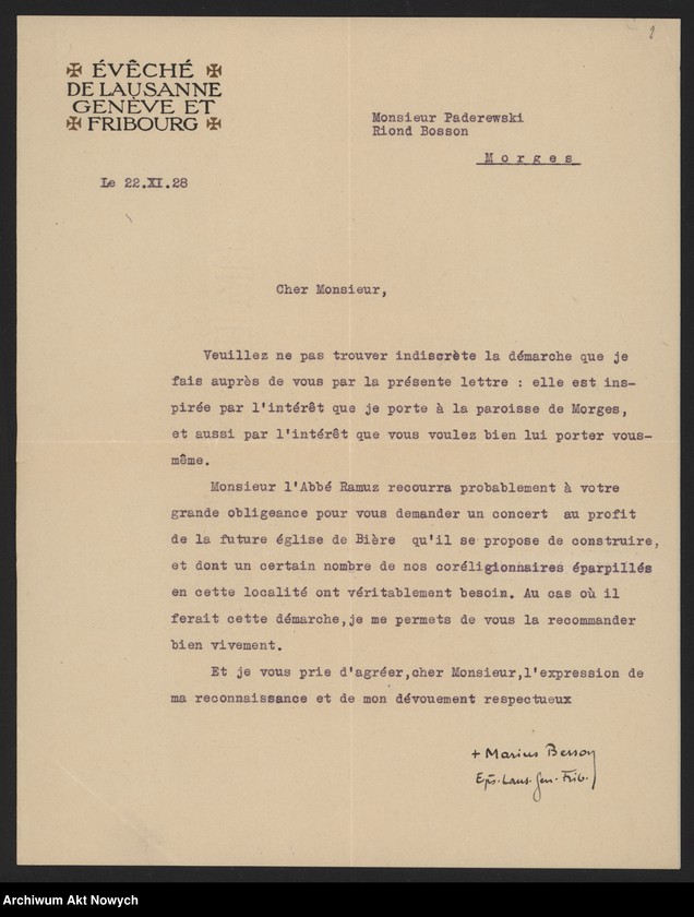 image.from.unit.number "Besson Marius (biskup Lozanny, Genewy i Fryburga); Załączniki: a) List S.A.D.E.A; b) Instytut "La Lingerie" (prospekt); c) wycinek prasowy; L.18 (odpowiedzi - maszynopis, rękopis)"