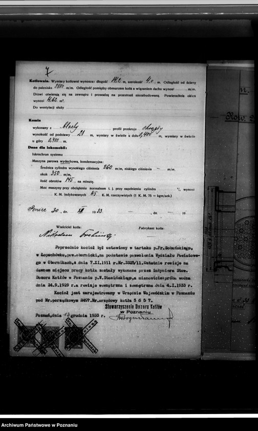 Obraz 11 z jednostki "Tartak w Poniecu pow. gostyński, własność H. Drobiński nr woj. kotła 2497"