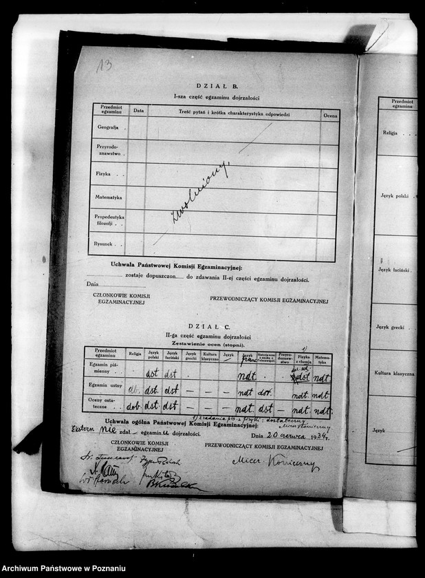Obraz 17 z jednostki "Prywatne Gimnazjum Czajkowskiego- Poznań [protokół egzaminu dojrzałości]"
